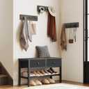 Hall Tree with Bench and Shoe Storage, Entryway Bench with Coat Rack, 4-in-1 Coat Rack Shoe Bench, Multifunctional, for Front Door, Hallway, Foyer, Charcoal Grey and Black MT05BC