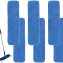 Matthew 18'' Microfiber Spray Mop Replacement Pads Heads for Wet Dry Reusable Mops Floor Home Commercial Cleaning Refills, Machine Washable Fits Compatible with Bona Mop&Most Spray Mops Blue (6 Pack)