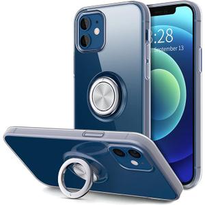 Hython Case for iPhone 12 Case & iPhone 12 Pro Case with Ring Stand, Clear Body with 360° Rotatable Ring Holder Magnetic Kickstand, Soft TPU Shockproof Protective Phone Cases for Women Girls, Clear