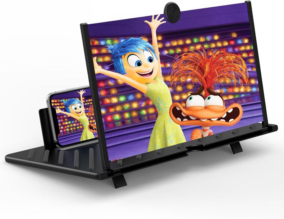 20" Screen Magnifier for Mobile Phone,3D HD Cell Phone Magnifying Projector Screen Enlarger for Movies, Videos, and Gaming,Foldable Phone Stand with Screen Amplifier,Supports All Smartphones (Black)