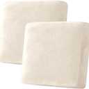 H.VERSAILTEX Velvet Stretch Couch Cushion Cover Plush Cushion Slipcover for Chair Loveseat Sofa Cushion Furniture Protector Seat Cushion Sofa Cover (2 Piece Large Sofa Cushion Covers, Cream)