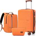 Carry On Luggage Set 22x14x9 Airline Approved Luggage Sets 3 Piece,Suitcases with Wheels,ABS Hard Case Luggage with TSA Lock Spinner Wheels(20 Inch,BP/TB)