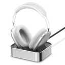 Headphone Charging Station for AirPods Max 2024 & 2020 - Magnetic Headset Charger Dock with Dual Connectors (Silver)