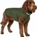 Mklhgty Waterproof Dog Coat for Small Dogs, Warm Dog Winter Jacket, Reflective Windproof Turtleneck Dog Cold Weather Coats with Adjustable Hook & Loop - Green - S