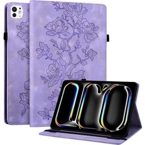 YHDXUYS Case for iPad Pro 13 Inch (M5/M4) 2025/2024, Auto Wake/Sleep Slim PU Leather Folio Cover with Multi-Angle Stand and Pen Holder, Purple