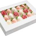 20 Pack Cookie Boxes 16x11x2.5inch Bakery Boxes with Window Treat Boxes for Cookie Packaging Gift Giving Dessert Boxes for Chocolate Covered Strawberries, Donuts, Breakable Heart (White)