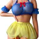 RSLOVE Sexy Women's Lingerie Set - Sexy Cosplay Lingerie Set Princess Lingerie Halloween Costumes Halloween Lingerie Role Play (Blue & yellow)