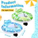 2 Sets Motorized Pool Float for Adults, Electric Inflatable Pool Lounger Float Driving Tube Floating with Pusher Handles Cup Holder for Summer Water Beach(Leaves,Blue Greeen)