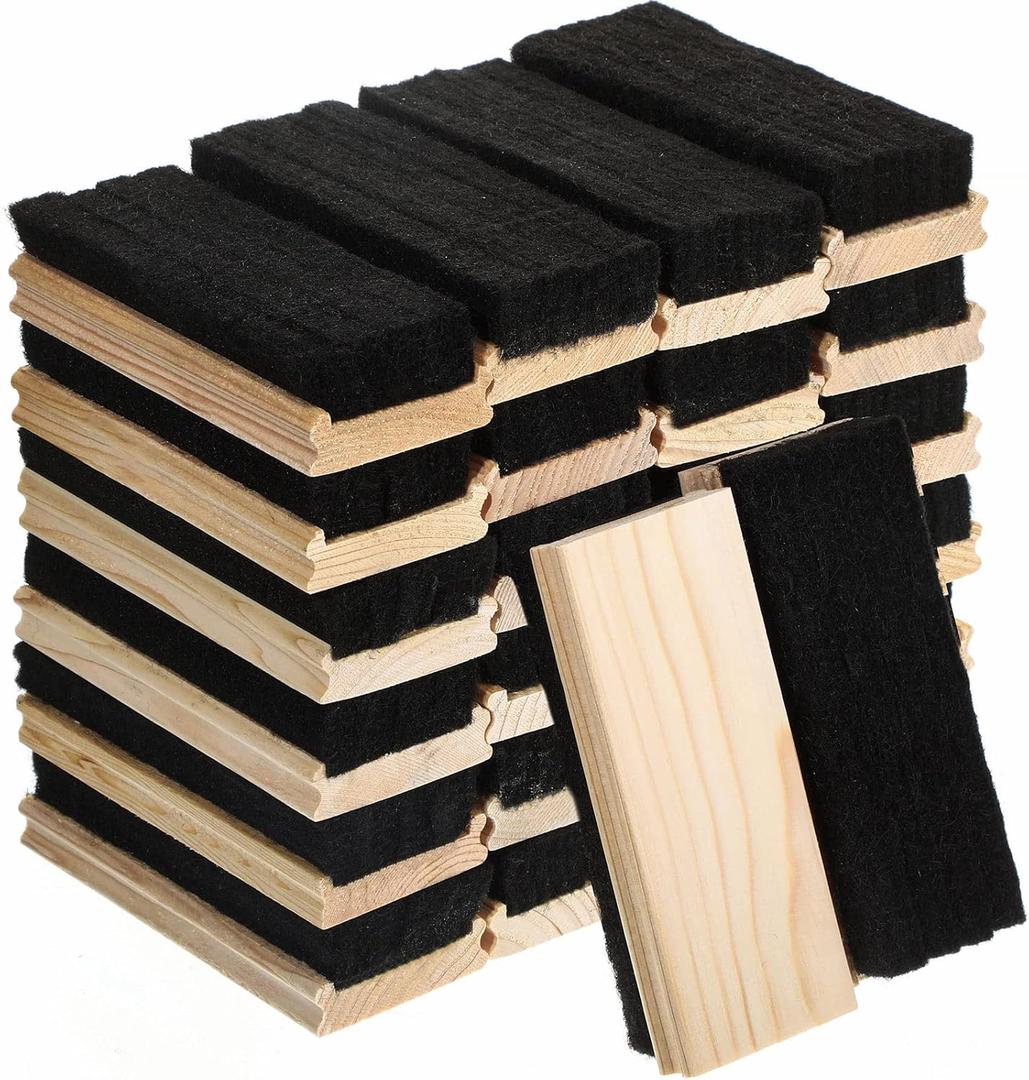 Marspark Felt Style Erasers, Cleaner Dusters Felt Chalkboard Eraser for Kids Wood Chalk Eraser for Chalkboard Cleaners Dusters for Markers White Black Boards Paint School Students Teachers(24 Pieces)