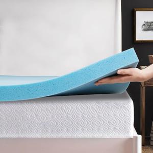 1-Inch Gel Memory Foam Mattress Topper, CertiPUR-US Certified for Superior Comfort and Support, Twin, Blue