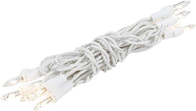 Novelty Lights 5 feet 10 Bulb Clear Mini Light String on White Wire, Non-Connectable Incandescent Fairy Lights for Bottles and Crafts, 4" Bulb Spacing, 24" Lead, Stackable Fused Plug