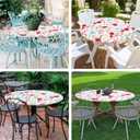 misaya Round Fitted Tablecloth with Elastic Edge, 100% Waterproof Oil Proof Plastic Table Cover, Vinyl Flannel Backed Tablecloth Fits 31"-35" Round Tables for Dinner, Outdoor, Picnic, Flowers