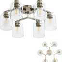 6 Light Semi Flush Mount Ceiling Light Modern Brushed Nickel Ceiling Light Fixtures Kitchen Lighting Fixtures ceiling with Clear Glass Shade for Kitchen Bedroom Living Room Dining Room