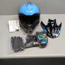 SanQing Dirt Bike Helmets Youth Motocross, Motorcycle, BMX, ATV, Off-Road, Kids Four Wheeler, Moutain Bike Helmets Dot Approved (Goggles Gloves Faceshield) (Blue, Small)