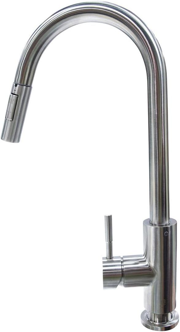 Lippert Components Flow Max Bullet Pull-Down Kitchen Faucet with Toggle Stream/Spray Options, 304-Grade Stainless Steel Construction for Residential Homes or RV Kitchens - 719333