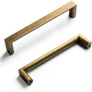 Goo-Ki (6Pack 5 Inch (128mm) Retro Zinc Alloy Cabinet Handles,Antique Brass Cabinet Pulls for Dresser,Wardrobe&Cupboard,Antique Brass Kitchen Hardware (5'' Hole Centers)