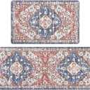 Pauwer Anti Fatigue Kitchen Mats for Floor 2 Piece Set, Cushioned Memory Foam Kitchen Rug, Non Slip Kitchen Runner Rug Carpet, Waterproof Kitchen Sink Area Rug Comfort Standing Mat for Kitchen Laundry (17"x28"+17"x48"--0.4", Orange)