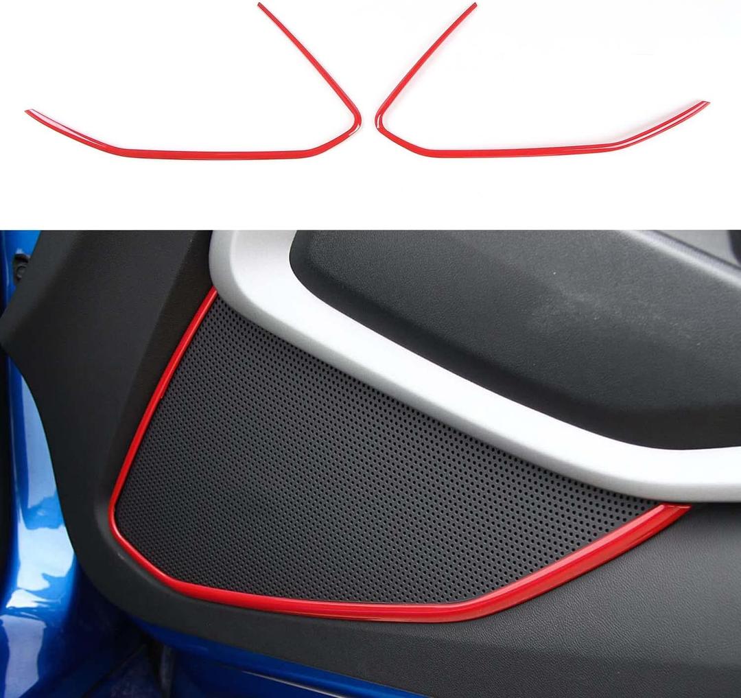 Door Interior Trim Cover Decor Audio Speaker Panel Interior Accessories for Chevrolet Camaro 2017-2022 (Red)