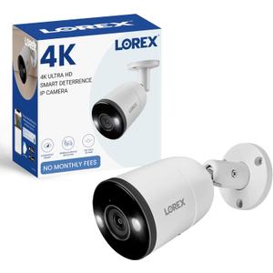 4 x Lorex Outdoor 4K IP Add-On Metal Bullet Security Camera | NVR Add-On | Smart Motion Detection | 2-Way Talk | Color Night Vision | IP67 Waterproof | Requires Recorder | White | Color Night Vision | Smart Motion Detection | Smart Deterrence (Siren & Warning Lights) | IP67 Weatherproof