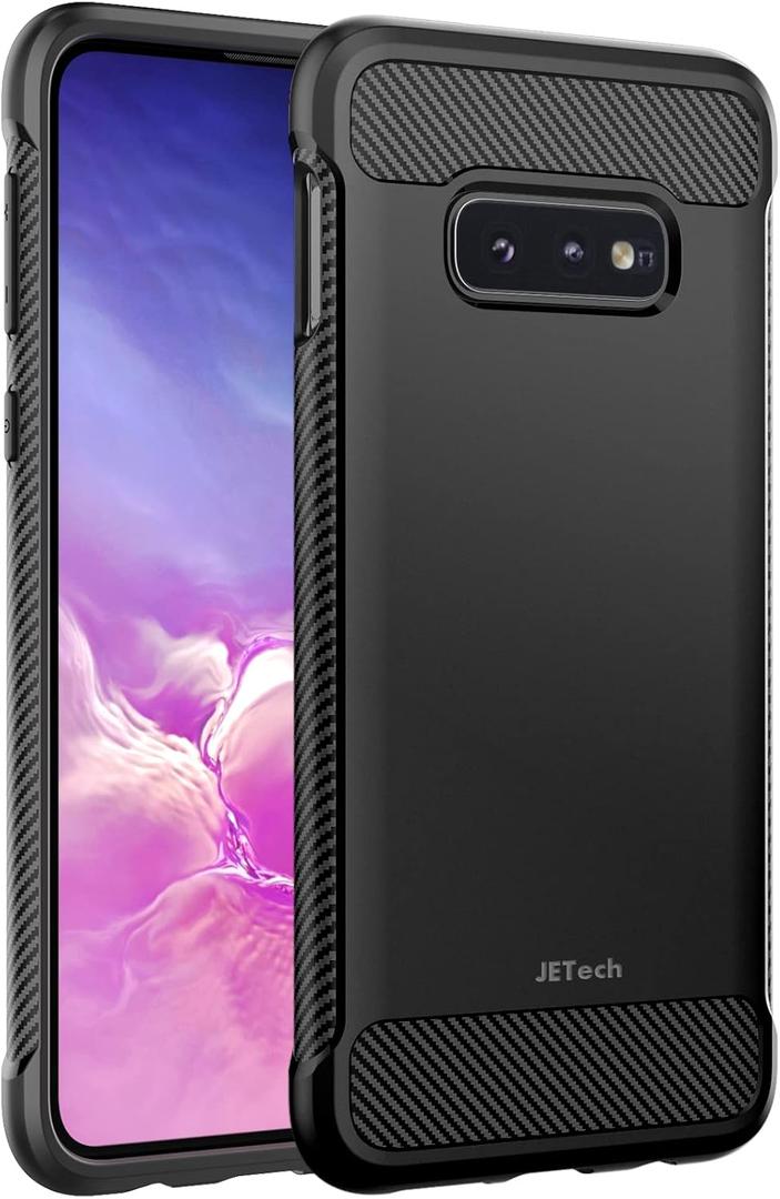 JETech Slim Fit Case for Samsung Galaxy S10e, Thin Phone Cover with Shock-Absorption and Carbon Fiber Design (Black)