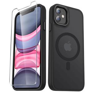 YENAPOON for iPhone 11 Case, Matte Magnetic Phone Case with 1 Screen Protector, Compatible with Magsafe, Translucent Frosted Slim Shockproof Protective Cover for iPhone 11 6.1 inch, Black