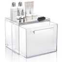Disposable Facial Towel Storage Box - Acrylic Container Compatible With Clean Skin Club Clean Towel XL - Wall-Mounted Makeup Organizer With Drawer (Excluding Facial Towels) (Clear)