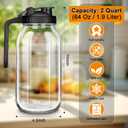 64oz Glass Pitcher with Lid, 2 Quart Mason Jar Pitchers with Lid and Spout, Wide Mouth Breast Milk Pitcher Glass Jug Sun Tea Pitchers, Cold Brew Coffee pitcher, Fridge Container for Water, Juice, Tea - Black