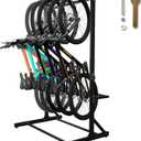 Freestanding 5 Bike Storage Rack for Garage, Hold Multiple Bicycles, Mountain Bikes, Road Bikes, Kids’ Bicycles and E-Bikes