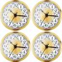 Outus 4 Pack 3-1/2 Inch (90 mm) Round Quartz Movement Clock Fit Up/Insert with Gold Trim and Arabic/Roman Numeral(Retro)