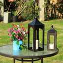 NEEDOMO Lanterns Decorative Indoor&Outdoor,Set of 3 Outdoor Lanterns for Porch, 26" Metal Frame Candle Holders with LED Candles, Fall, Christmas