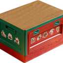 Japanese-style outdoor storage box camping folding box camping arrangement box car trunk wood cover industrial wind storage box (Christmas colors) (Red and green)