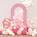 LEBENGURU Upgraded 7.2FT Open Arch Backdrop Cover, Dusty Pink Spandex Fitted Round Top Wedding Arches, Double-Sided U-Shaped Arch Chiara Stand Covers for Birthday Party Baby Shower Balloon Dcor