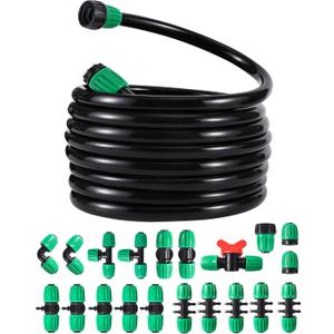 52 FT 1/2PVC Garden Irrigation Tubing HoseOD:16mm,ID:12mm),1/2 inch Drip Irrigation Tubing Main Line Hose Tube with Drip Irrigation Fitting Connector for Garden Watering Drip Irrigation System