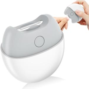 SCAIKTIG Electric Automatic Nail Clipper with Light, 2 Speeds, Magnetic Cover, Nail Scraps Storage, USB Rechargeable, Safety Electric Fingernail Trimmer for Kids, Adult, Seniors, Men, Caregivers,White