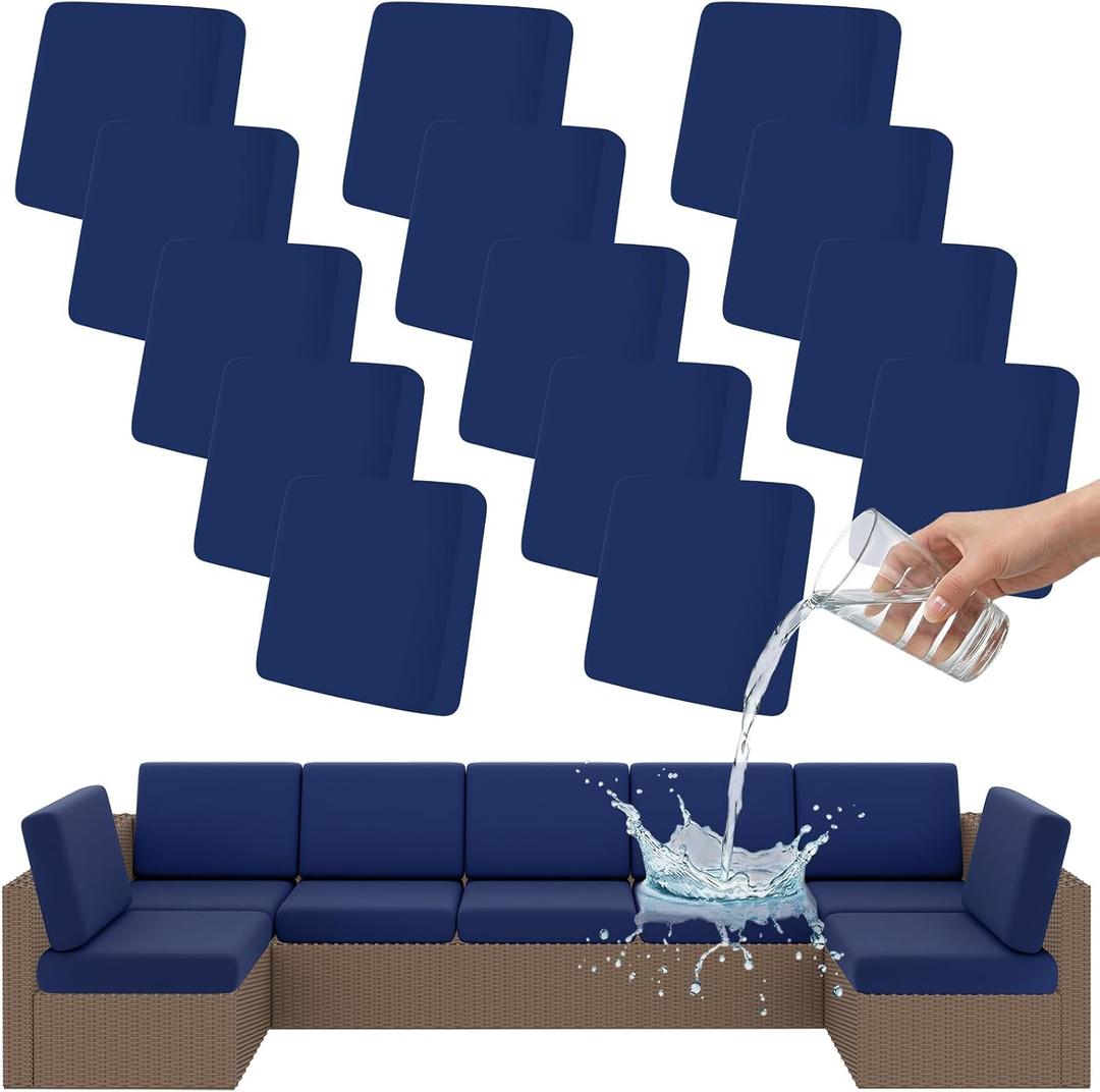 Smiry Waterproof Patio Cushion Covers, Stretch Outdoor Couch Slipcovers Replacement Washable Furniture Protector Sofa Chair Seat Cover for Dogs and Pets (14 Pcs, Navy Blue)