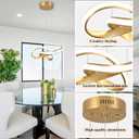 Modern LED Chandelier Contemporary Pendant Lighting Ring Light Fixture Gold with 4500K and 59in Height Adjustable Hanging Lamp for Kitchen Island Hallway Foyer Closet Corridor