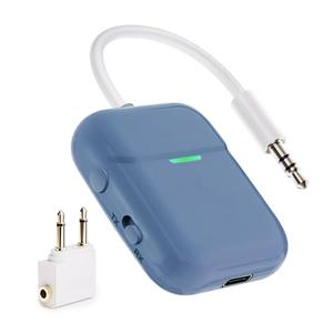 Nulaxy Air in-Flight Bluetooth Wireless Audio Transmitter Receiver for up to 2 AirPods Wireless Headphones, Bluetooth Adapter for All 3.5mm Aux Jacks on Airplanes, Gym Equipment, TVs, Blue