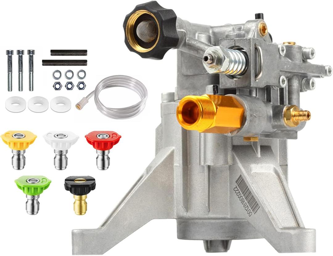 YAMATIC 7/8" Shaft Vertical Pressure Washer Pump 2500 PSI @ 2.2 GPM Replacement Pump for Power Washer, Compatible with Honda GCV160, Troybilt, Craftsman, Ryobi, Rear Facing Inlet/Outlet