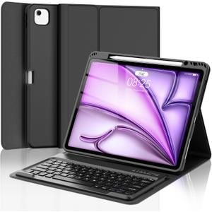 D DINGRICH Keyboard Case for iPad Air 13 inch (M2) 2024, Smart Folio Cover with Pencil Holder, Rechargeable, Magnetic Wireless Keyboard for iPad Air 13, Only Compatible with Model A2898/A2899/A2900