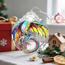 3 x Christmas Ornament, Christmas Decoration, Stained Glass Ornament, Heirloom Keepsakes, Holiday Ornaments, Holiday Presents, Unique Xmas Gifts, Gift Exchange Ornaments, Gift Idea - Dragon