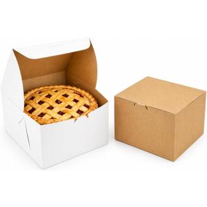 FC Meyer Bakery Boxes - Reversible Classic 10” Layer Cake Box, Versatile Reversible Paperboard – Choose White Or Kraft Side, Ideal for Small Bakery Cafes, Made In USA, Size 10 x 10 x 5 (Pack of 50)