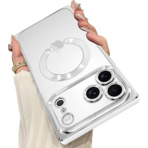 OOK Magnetic Case Made for iPhone 17 Pro Max 6.9 Inch (Compatible with MagSafe) Clear Phone Cover with Screen Protector Soft TPU Anti-Scratch Shockproof Protective Case for Women Men - Silver