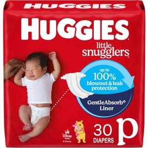 Huggies Newborn Diapers, Little Snugglers Baby Diapers, Size Preemie (up to 6 lbs), 30 Count