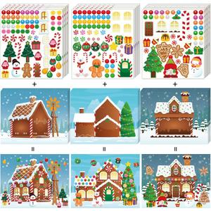 38PCS Make a Gingerbread House Stickers for Kids - Christmas Party Game/Craft/Activity/Favor/Supplies Bulk -19 Finished Products