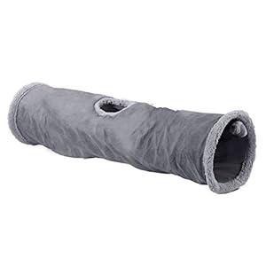ALL FOR PAWS Collapsible Cat Tunnel Crinkle Cat Toys Play Tunnel Tube, You Will Receive Either a Gray or tan Tunnel