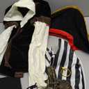 9 PCS Pirate Costume Kids Coat Pants Hat with Accessories Deluxe Set for Party Cosplay 3-12 Years