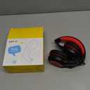 EarFun K1 Kids Headphones Wired with Microphone, 85/94dB Volume Limit Headphones for Kids, Portable Wired Headphone with Shareport, Stereo Sound Foldable Headset for School/Tablet/iPad, Black Red