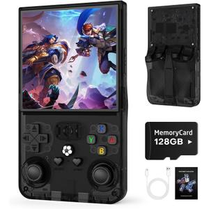 R36MAX Retro Handheld Game Console, 128GB Retro Gmaing Console with 4.0 Inch IPS HD Screen, Portable Retro Gaming Console, Support 30+ Emulator Console Video Game Console, Black