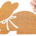 FYSUIMU Easter Bunny Shaped Natural Coir Doormat Cute Rabbit Welcome Floor Mat Non-Slip Entrance Door Rugs for Indoor Outdoor Bathroom Decor, 16.5 x 29 Inch