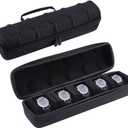 WADORN 5 Slots Travel Watch Case, Hard Shell Watch Case Zippered Storage Organizer Box with Soft Foam Pillows Portable Compact Display Storage Box for Men Women Wristwatches and Smart Watches (9.6x34.3x8.65cm)